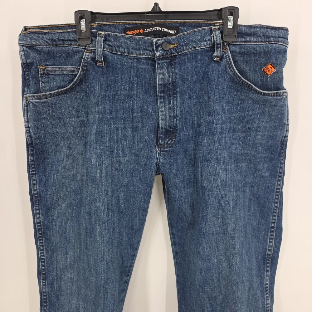 Wrangler Advanced Comfort Jeans Men 40x30 Blue Medium Wash Straight‎ Stretch